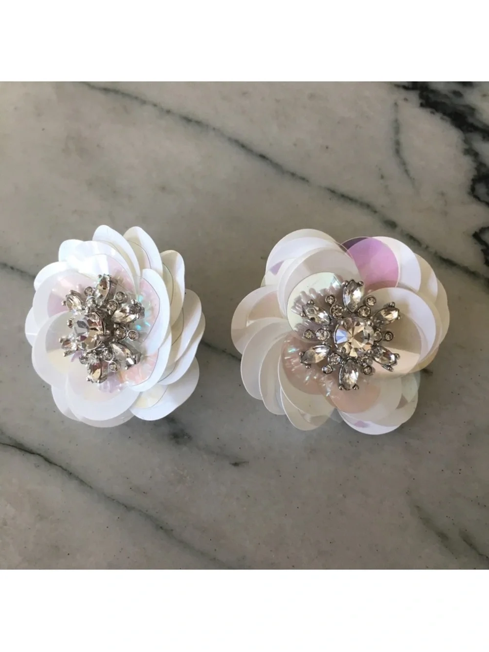 Kate Spade jeweled white flower earrings